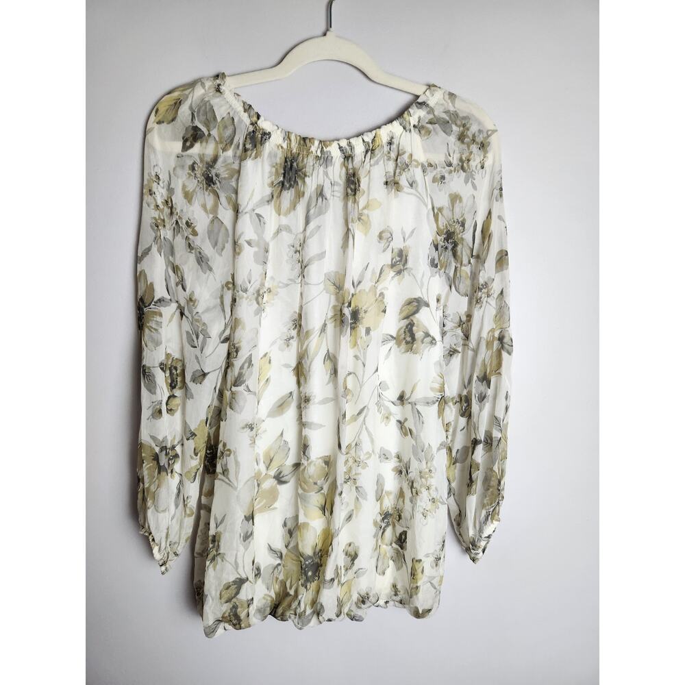 Rosemarine Silk Floral peasant blouse sz L lined flowy romantic cottagecore - Picture 5 of 10